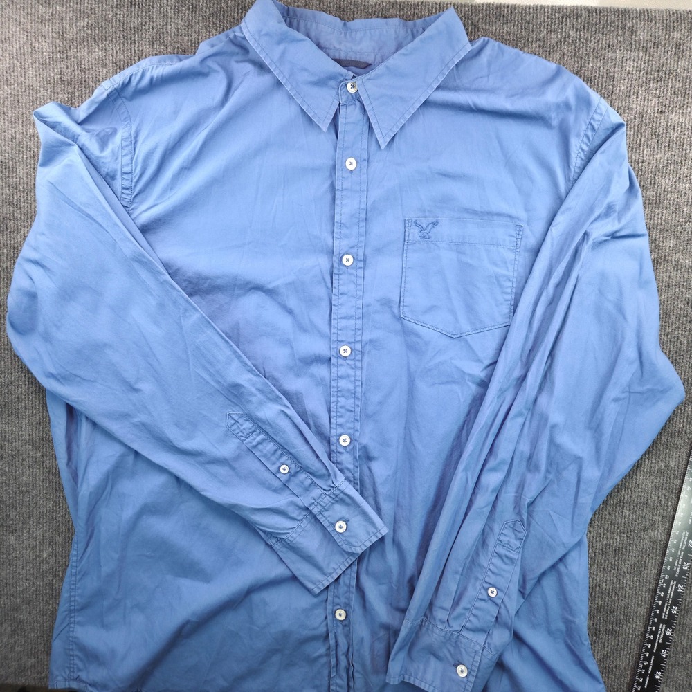 American Eagle Outfitters Men XXL Blue Long Sleeve Button Down Vintage Fit Shirt